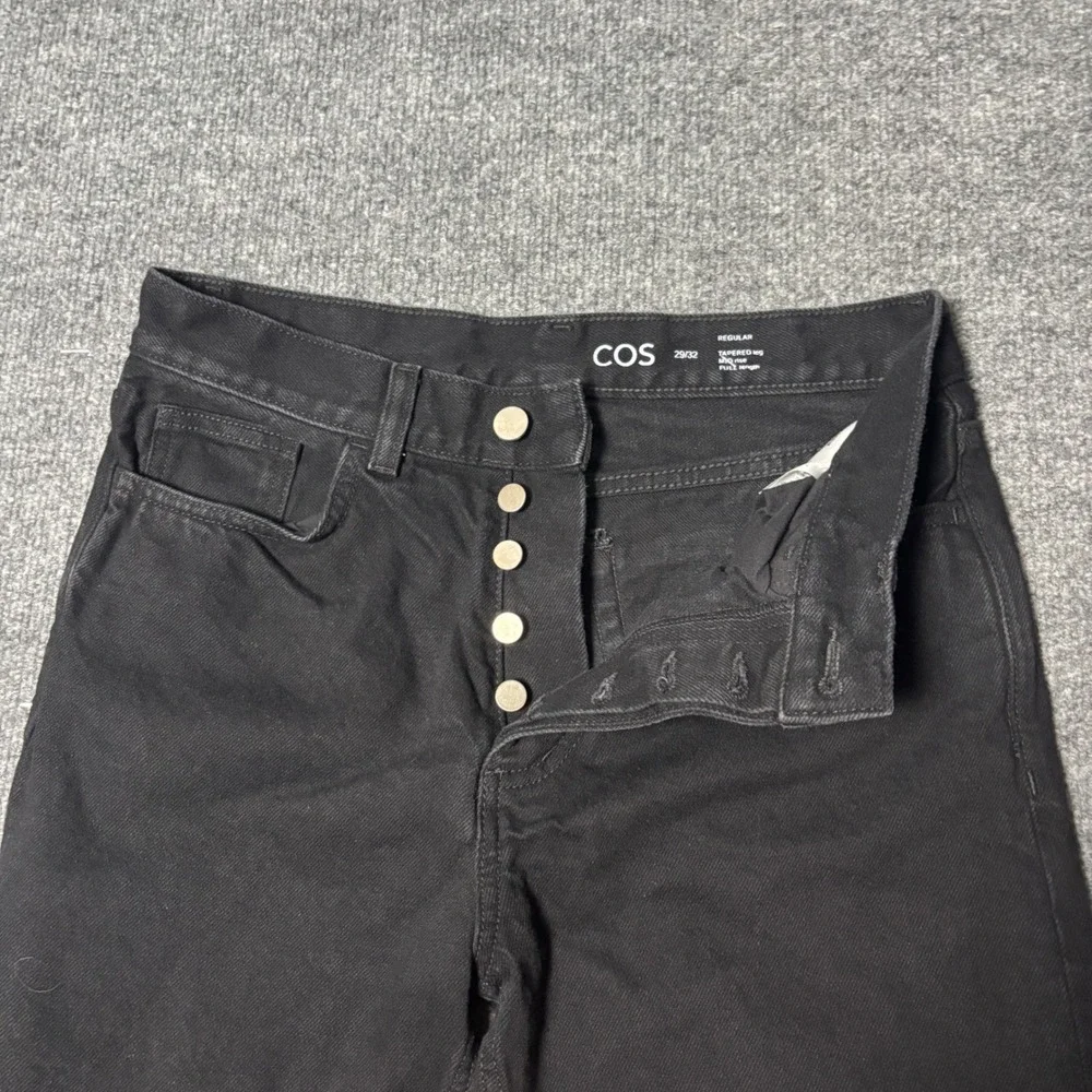 COS Jeans Mens 29x32 Black Regular Tapered Leg Mid Rise Cotton Button Fly